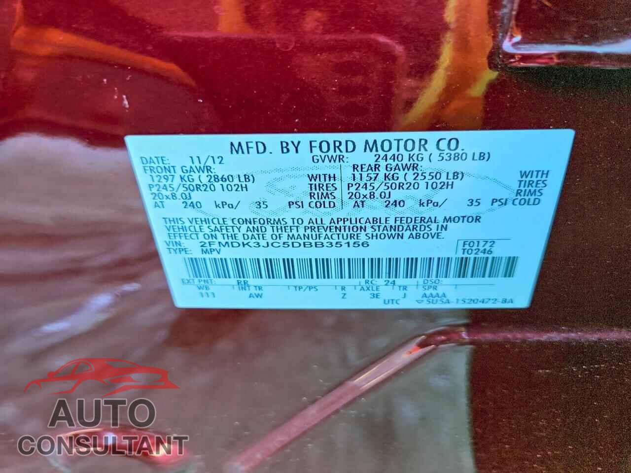 FORD EDGE 2013 - 2FMDK3JC5DBB35156
