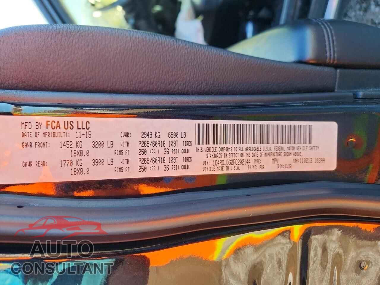 DODGE DURANGO 2015 - 1C4RDJDG2FC202144