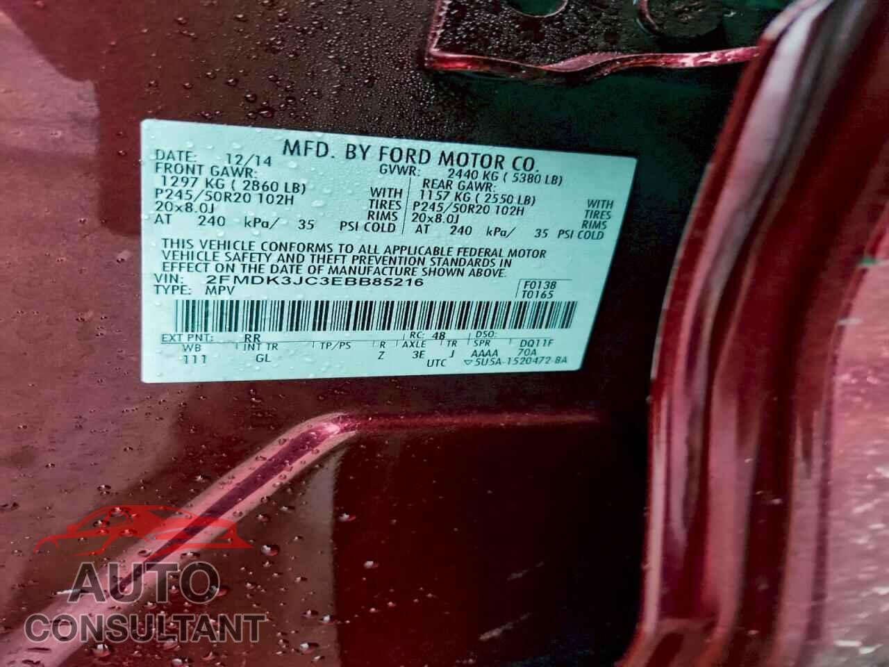 FORD EDGE 2014 - 2FMDK3JC3EBB85216