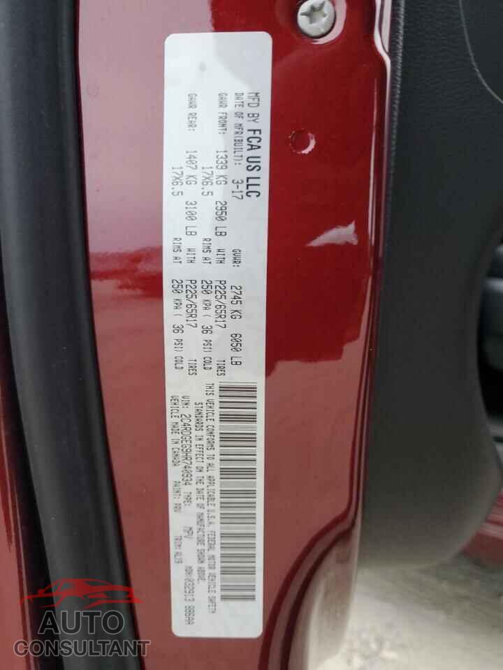 DODGE CARAVAN 2017 - 2C4RDGEG9HR740934