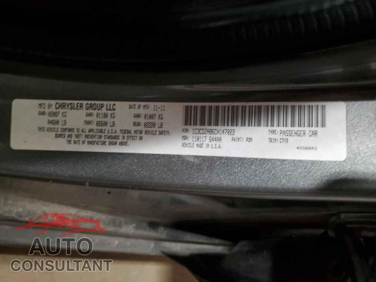 DODGE AVENGER 2012 - 1C3CDZAB6CN147022
