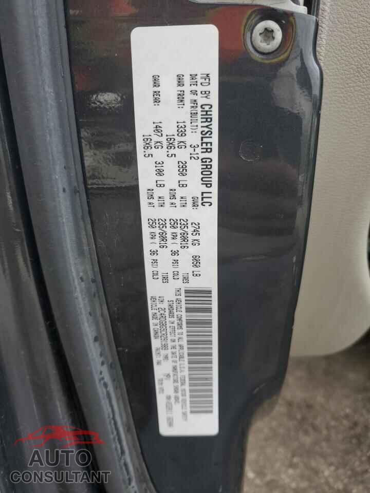 DODGE CARAVAN 2012 - 2C4RDGBG5CR291989