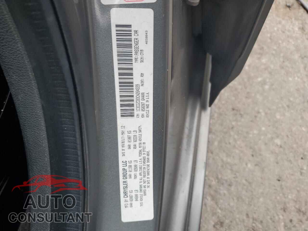 DODGE AVENGER 2012 - 1C3CDZCB3CN264229