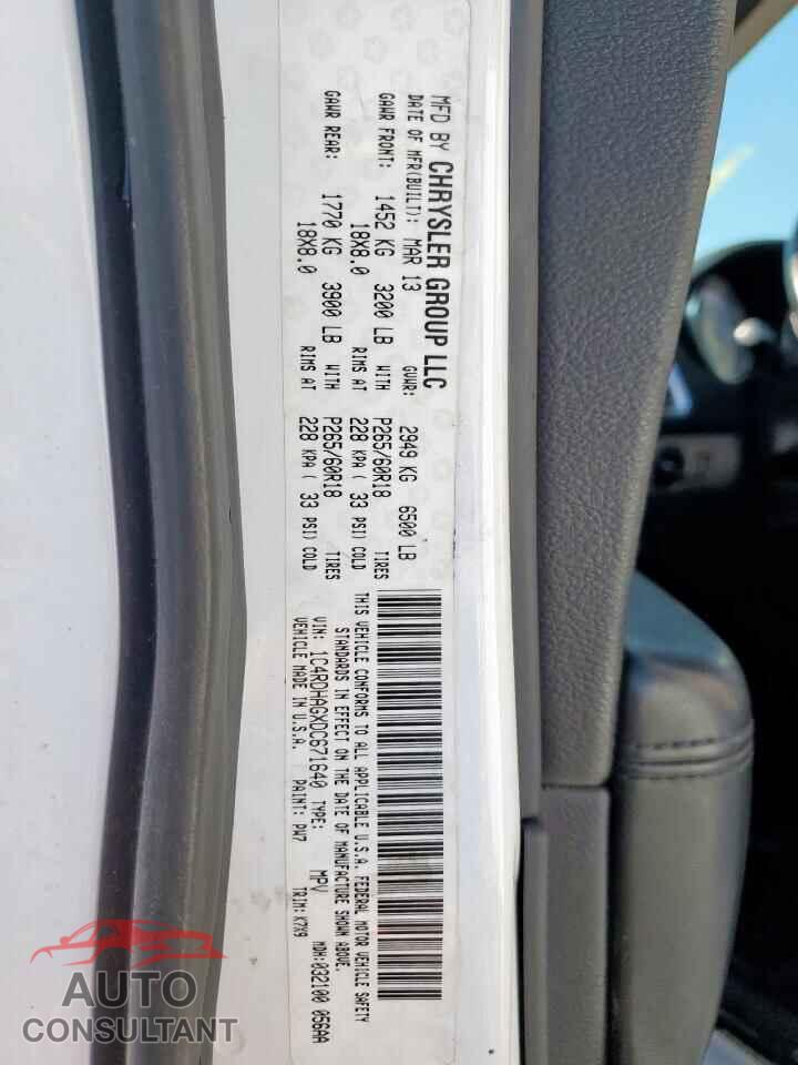 DODGE DURANGO 2013 - 1C4RDHAGXDC671640