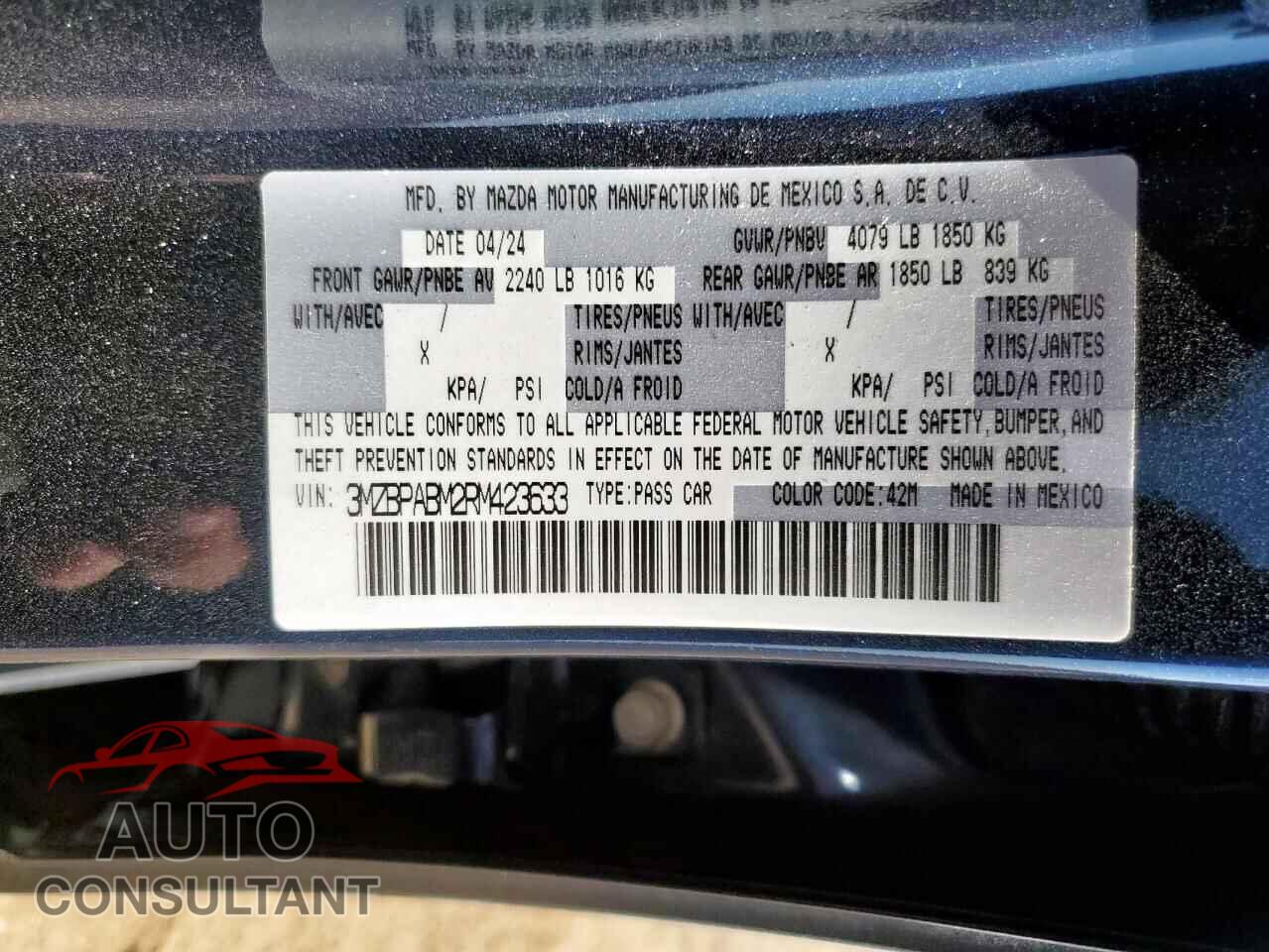MAZDA 3 SELECT S 2024 - 3MZBPABM2RM423633