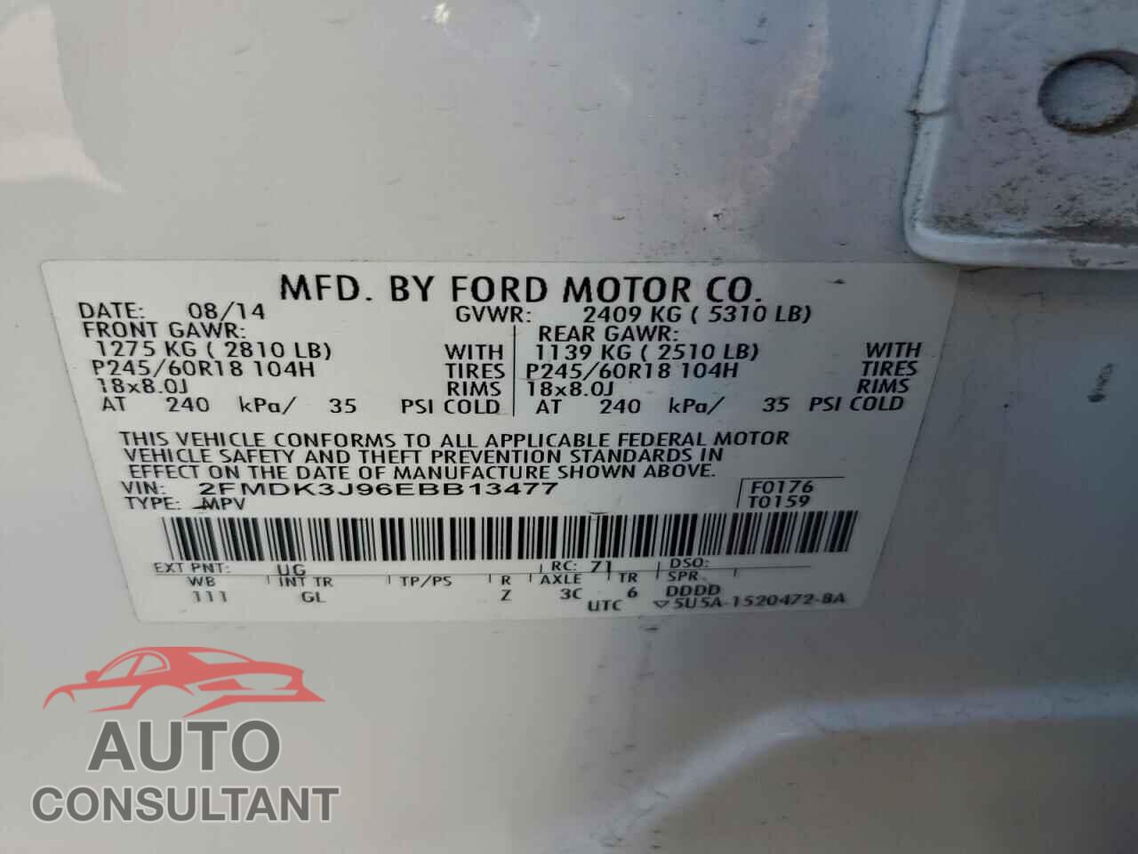 FORD EDGE 2014 - 2FMDK3J96EBB13477