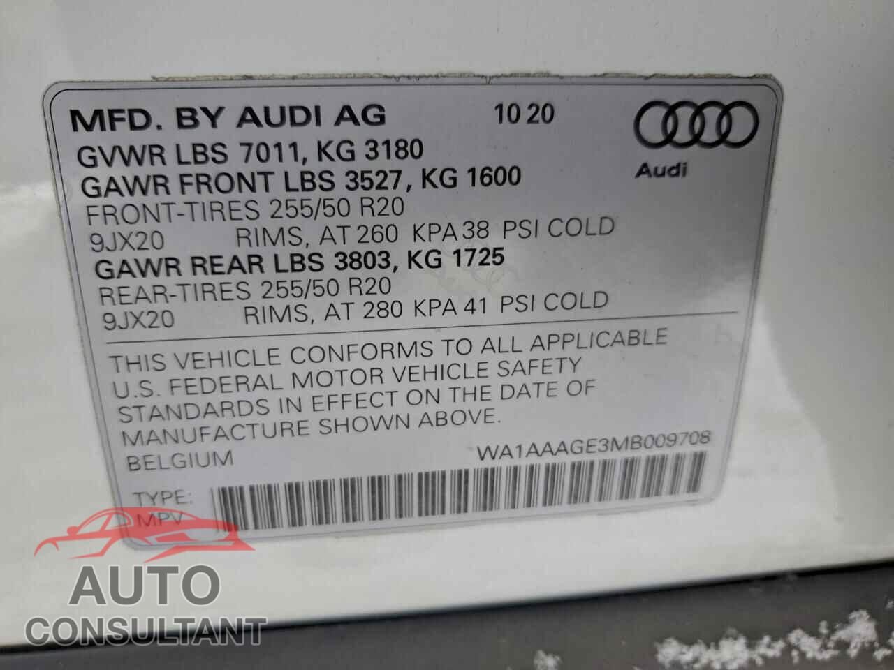 AUDI E-TRON 2021 - WA1AAAGE3MB009708
