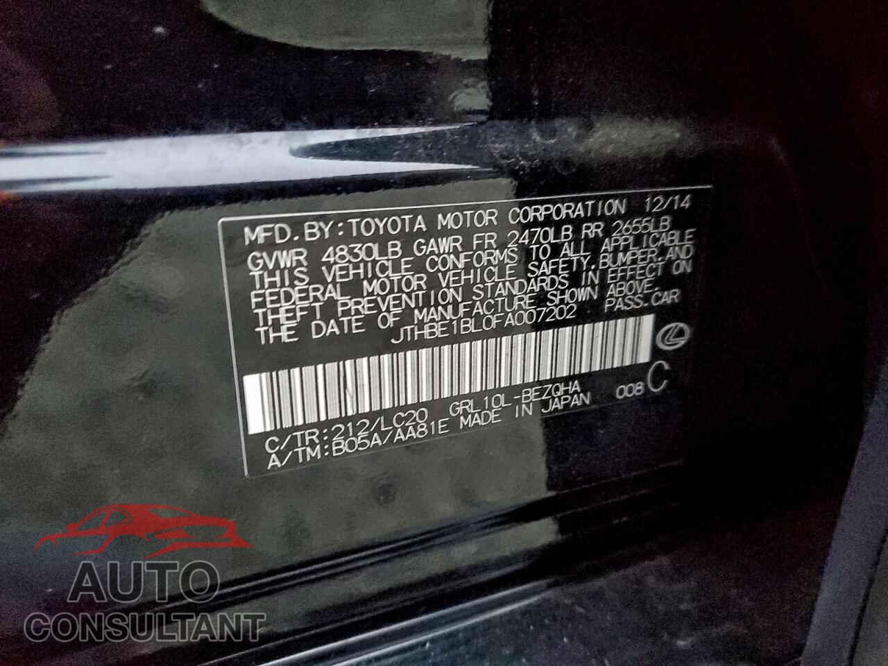 LEXUS GS350 2015 - JTHBE1BL0FA007202