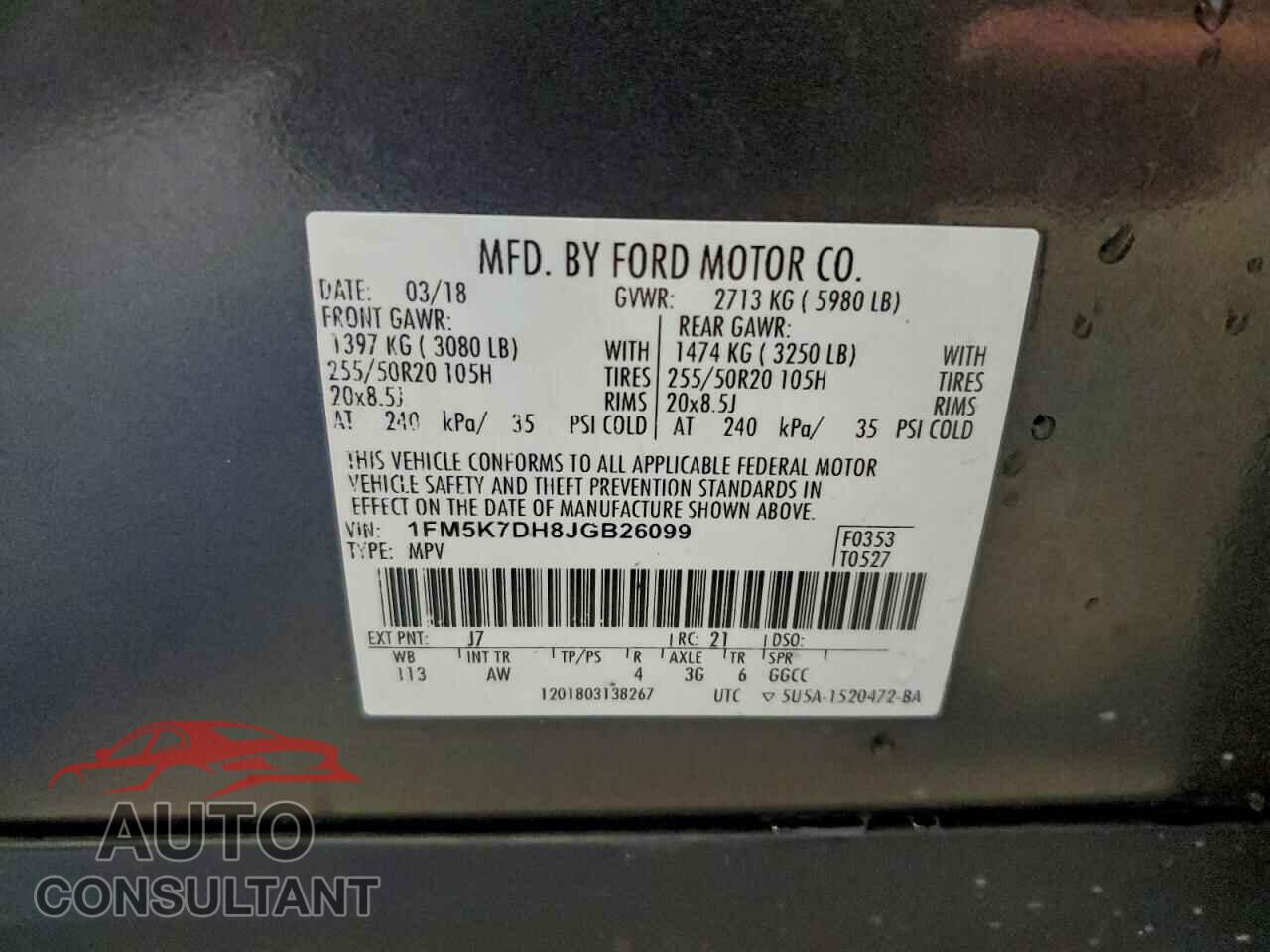 FORD EXPLORER 2018 - 1FM5K7DH8JGB26099