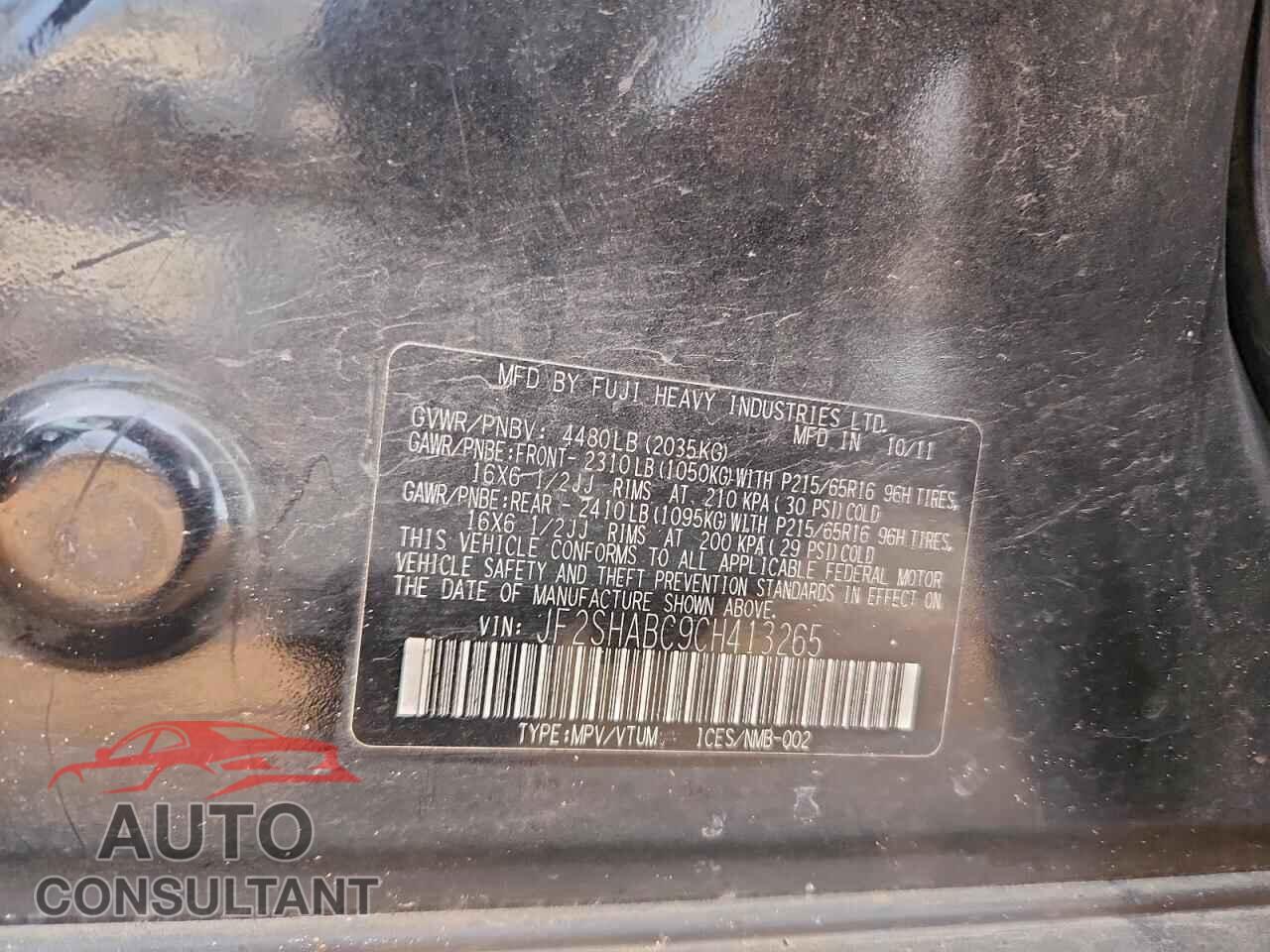 SUBARU FORESTER 2012 - JF2SHABC9CH413265