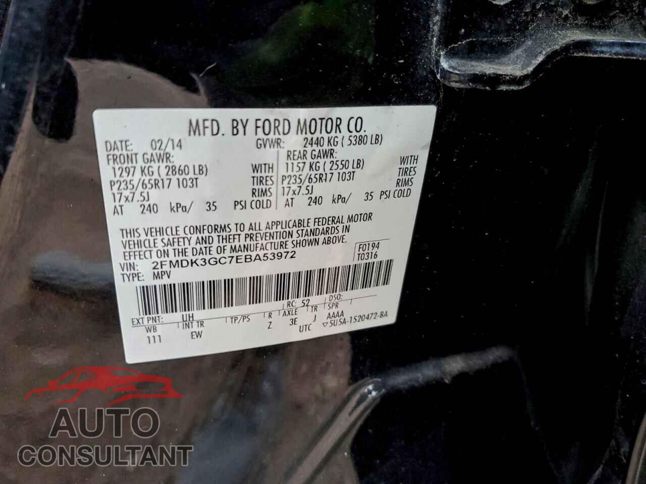 FORD EDGE 2014 - 2FMDK3GC7EBA53972