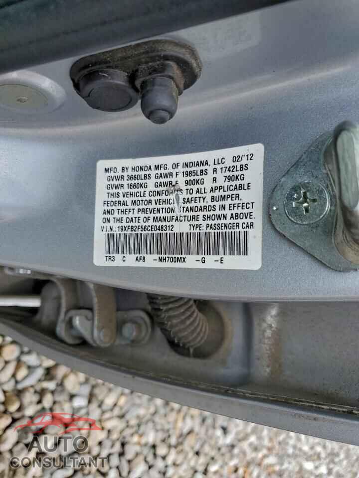 HONDA CIVIC 2012 - 19XFB2F56CE048312