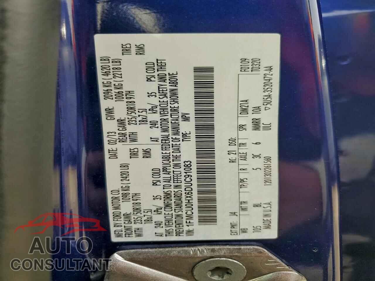 FORD ESCAPE 2013 - 1FMCU0HX6DUC91083