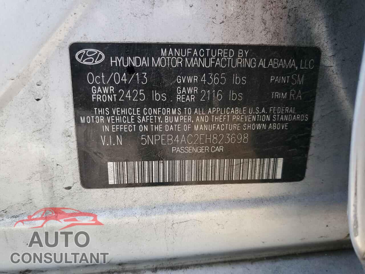 HYUNDAI SONATA 2014 - 5NPEB4AC2EH823698