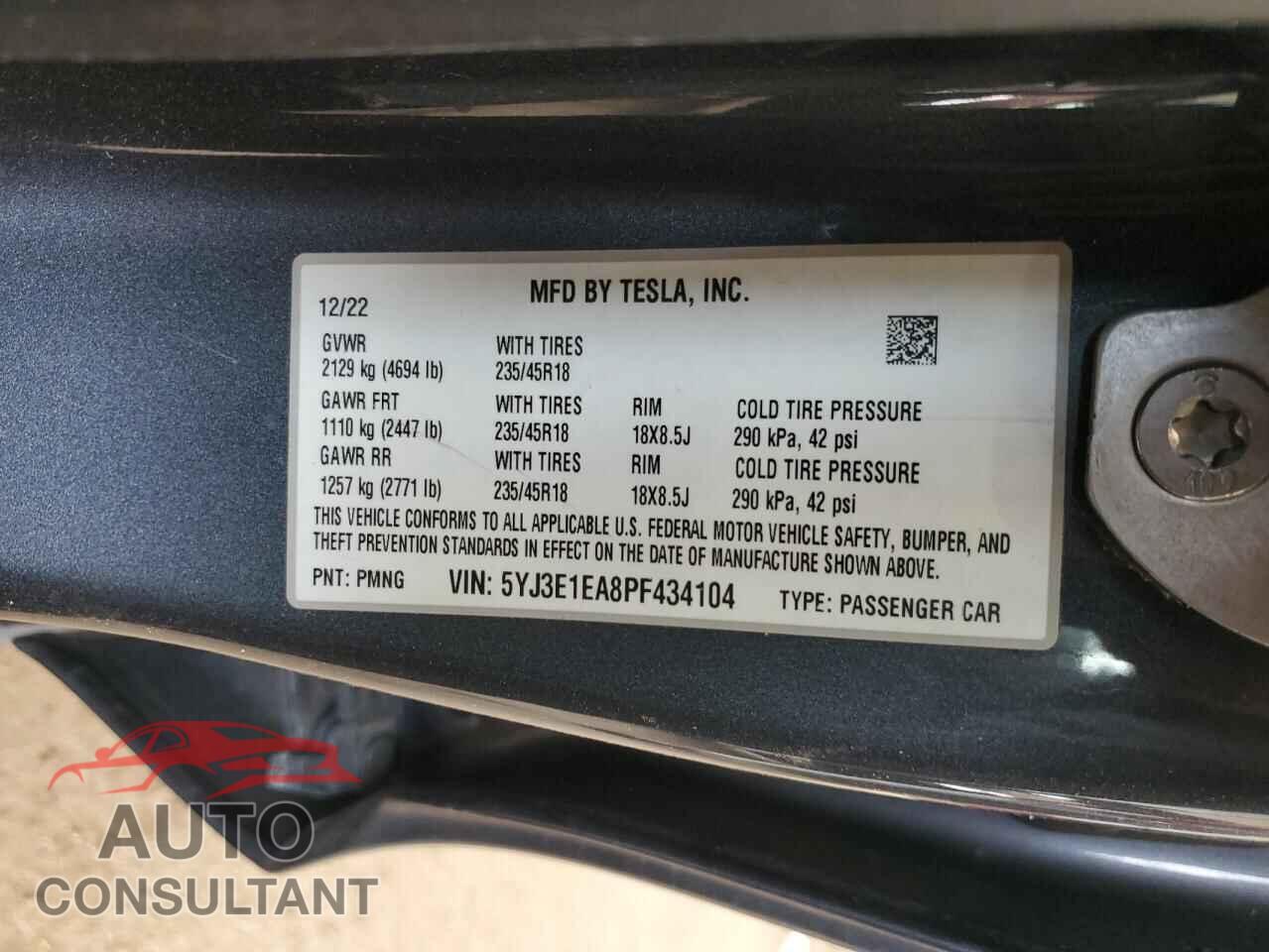 TESLA MODEL 3 2023 - 5YJ3E1EA8PF434104