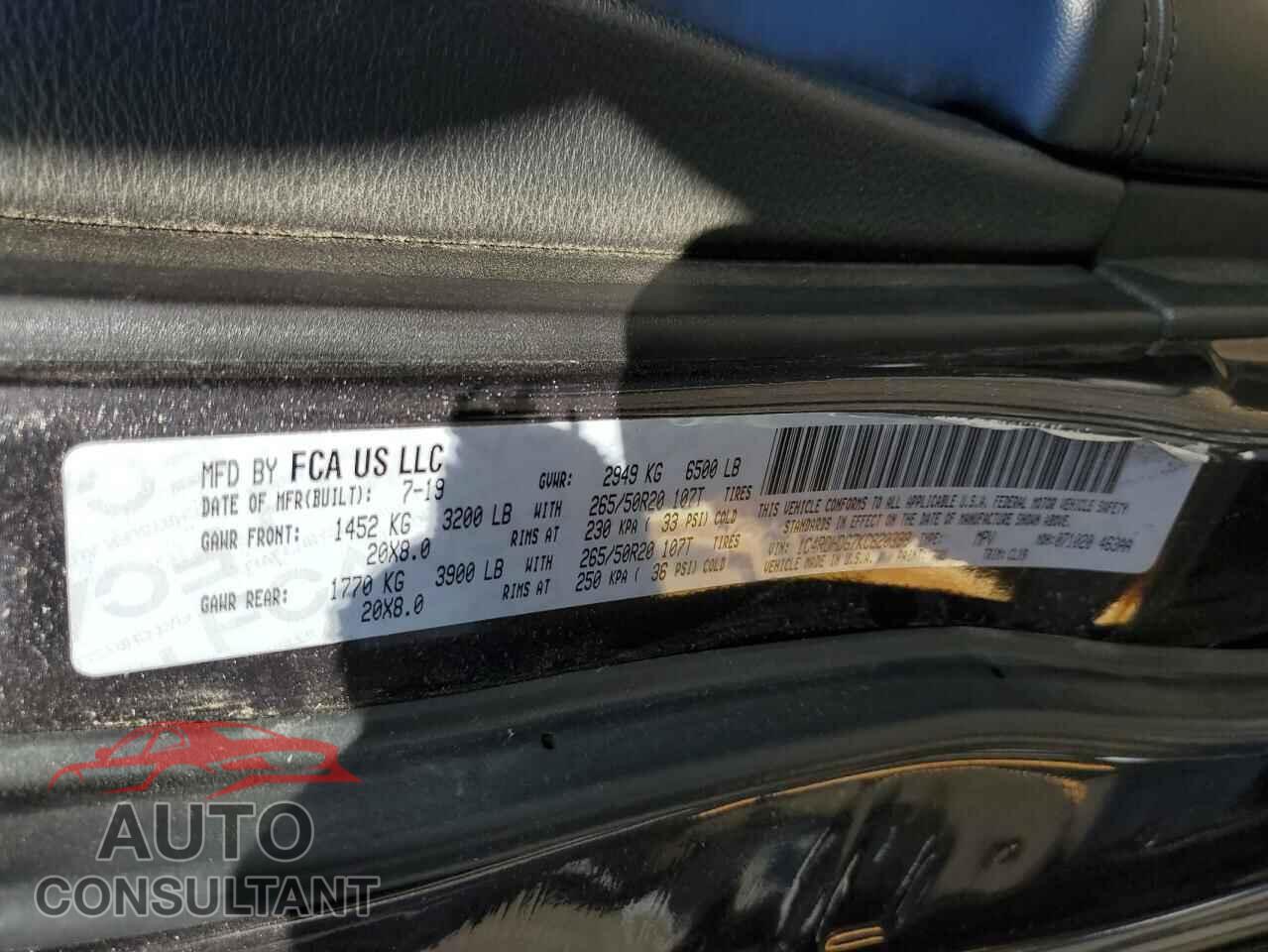 DODGE DURANGO 2019 - 1C4RDHDG7KC820398