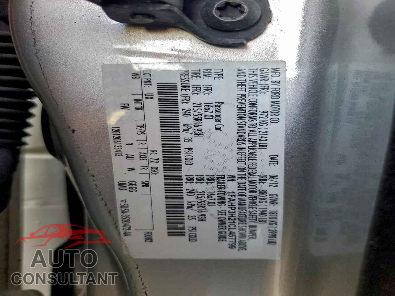 FORD FOCUS 2012 - 1FAHP3H21CL457799