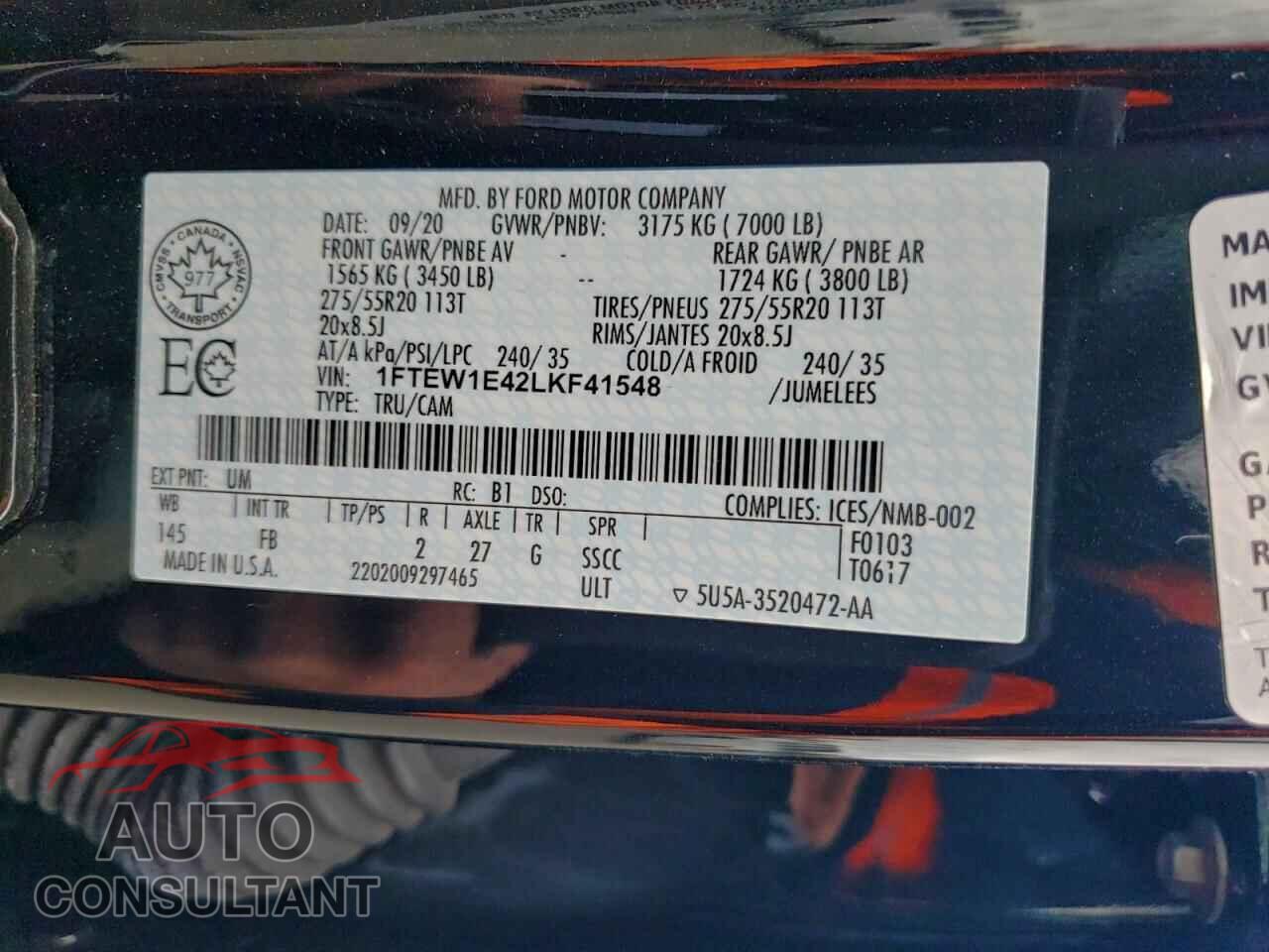 FORD F-150 2020 - 1FTEW1E42LKF41548