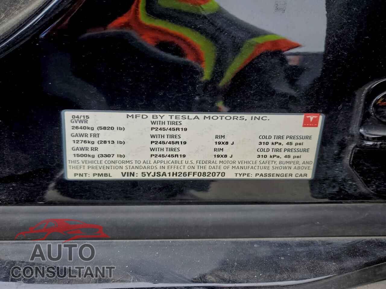 TESLA MODEL S 2015 - 5YJSA1H26FF082070