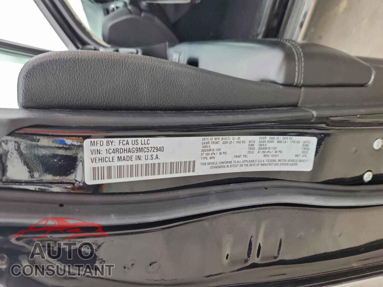 DODGE DURANGO 2021 - 1C4RDHAG9MC572940