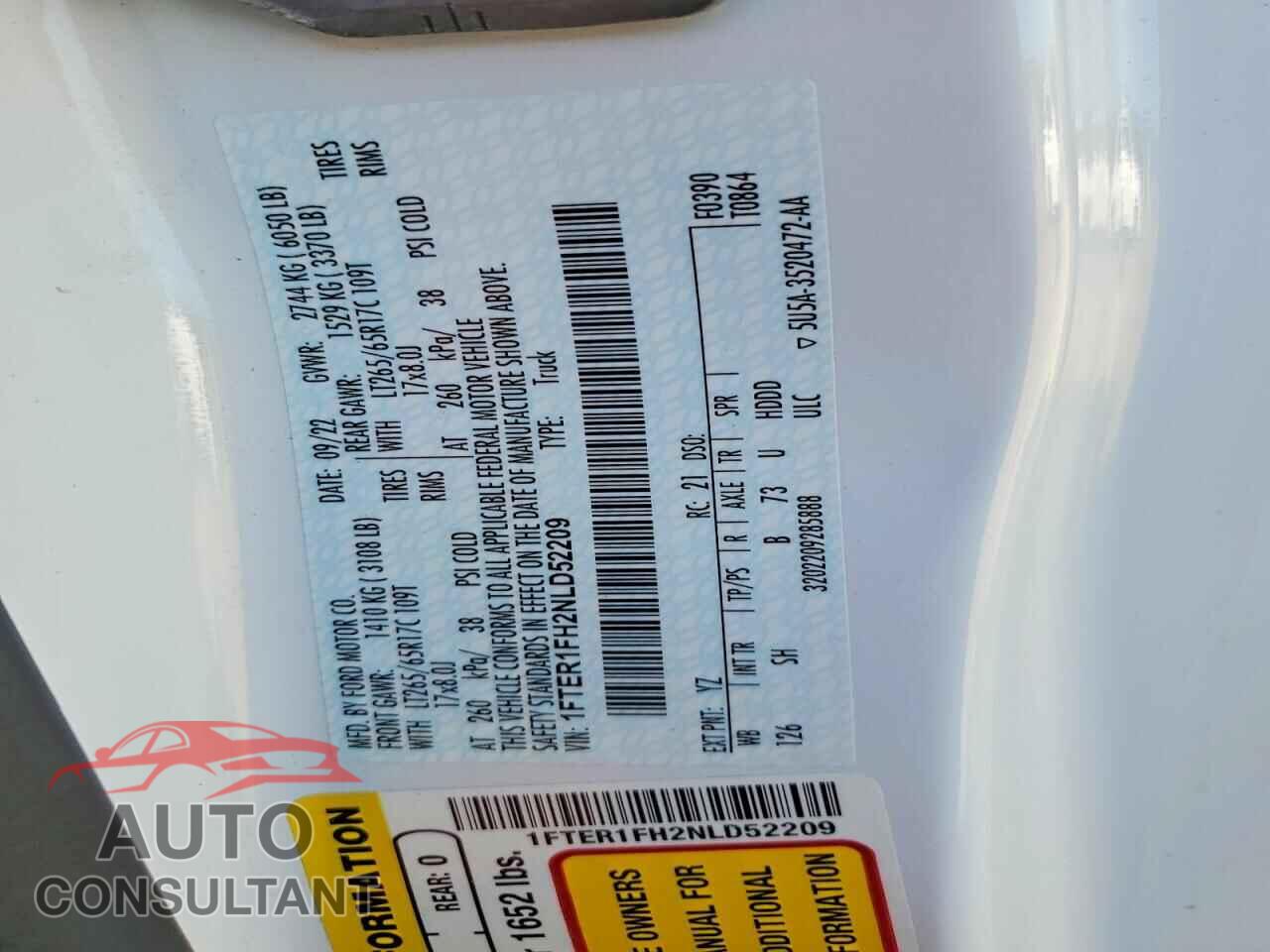 FORD RANGER 2022 - 1FTER1FH2NLD52209