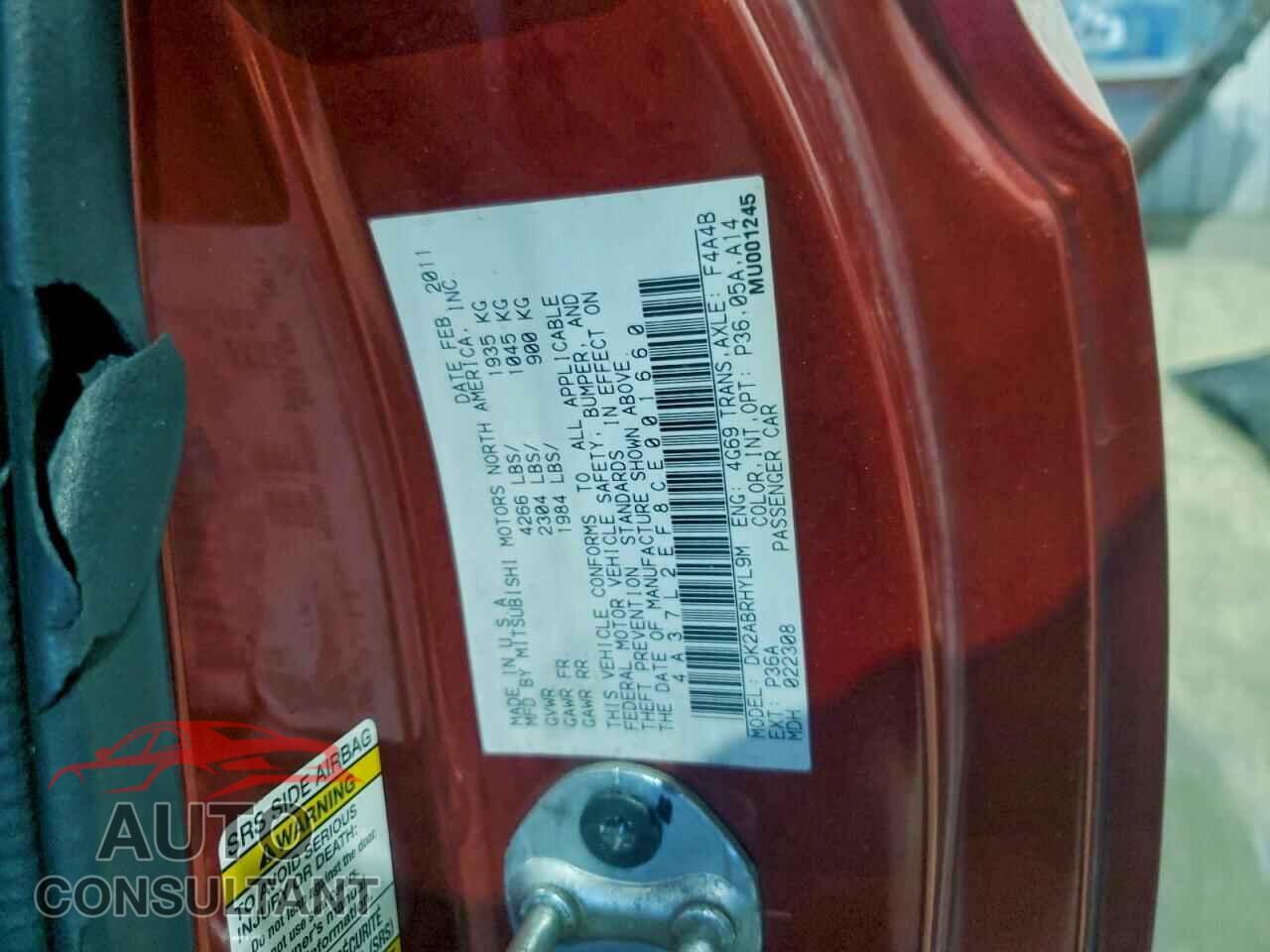 MITSUBISHI ECLIPSE 2012 - 4A37L2EF8CE001660