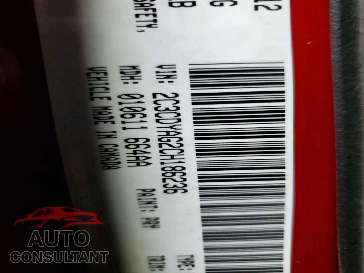 DODGE CHALLENGER 2012 - 2C3CDYAG2CH186236