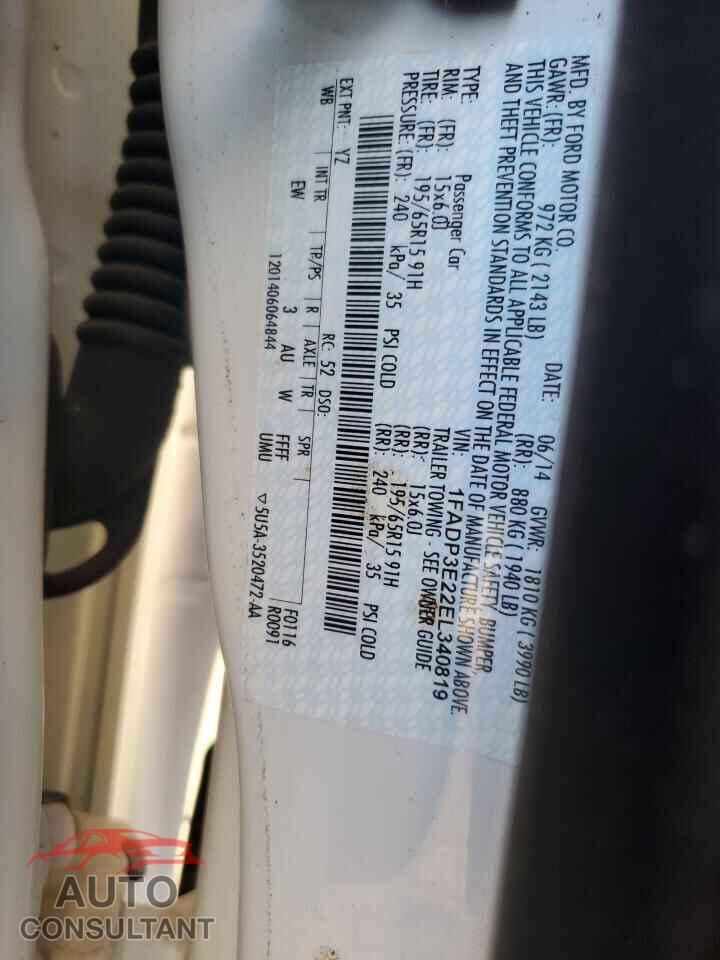 FORD FOCUS 2014 - 1FADP3E22EL340819