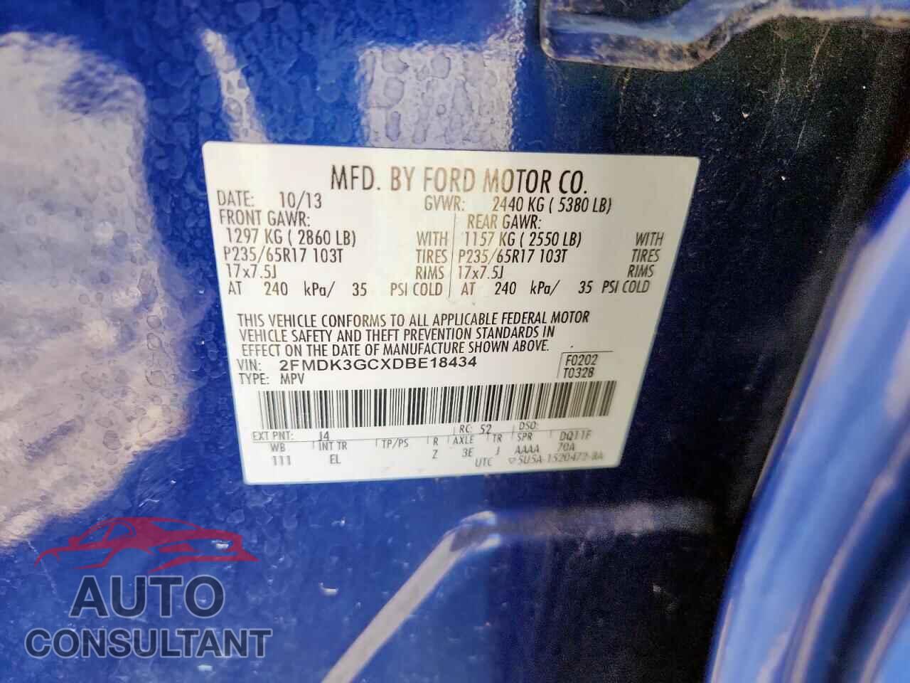 FORD EDGE 2013 - 2FMDK3GCXDBE18434