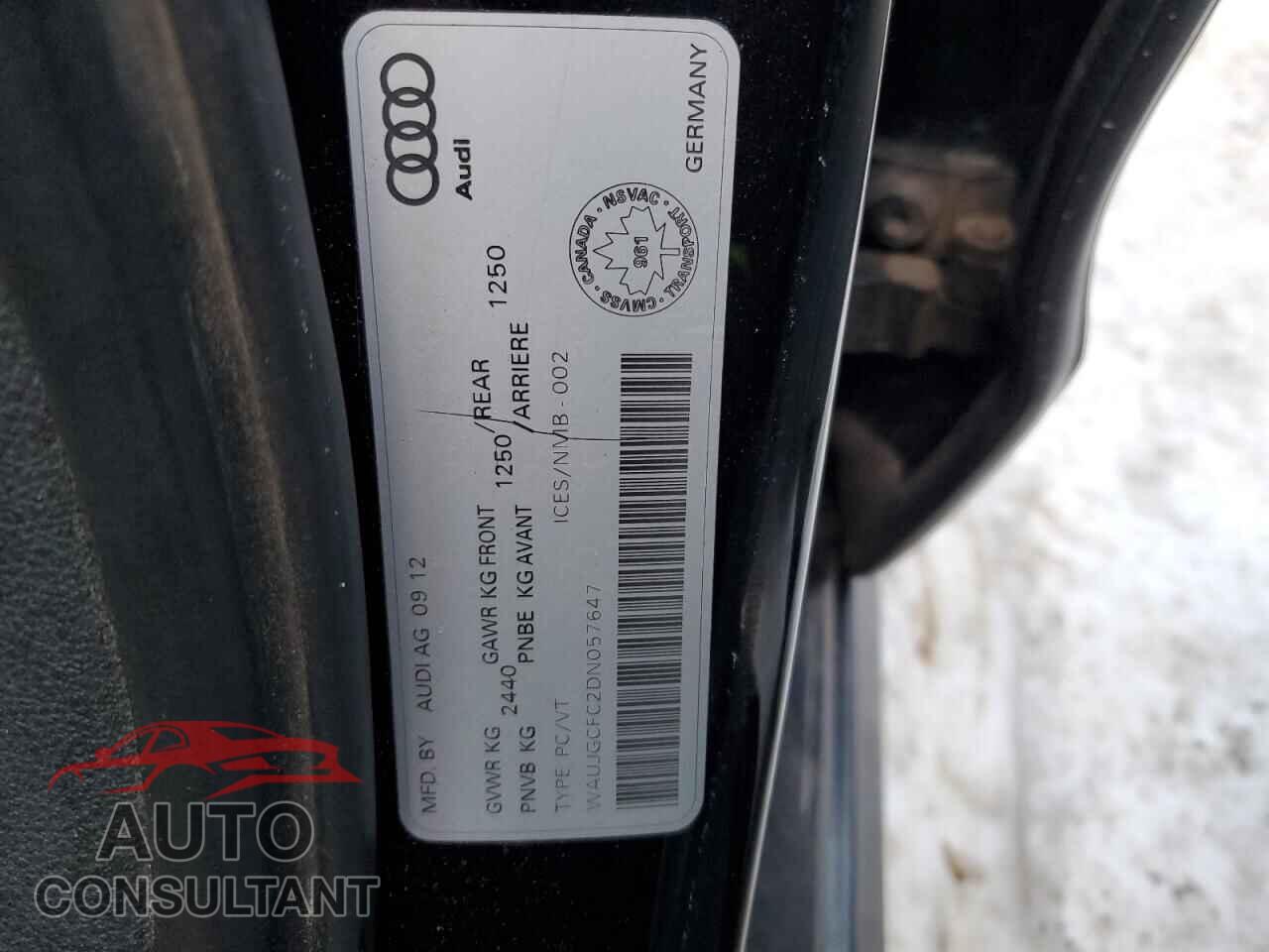 AUDI A6 2013 - WAUJGCFC2DN057647