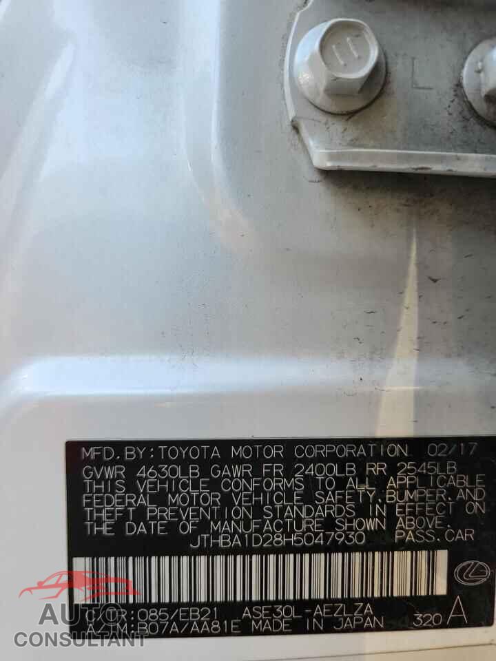 LEXUS IS 2017 - JTHBA1D28H5047930