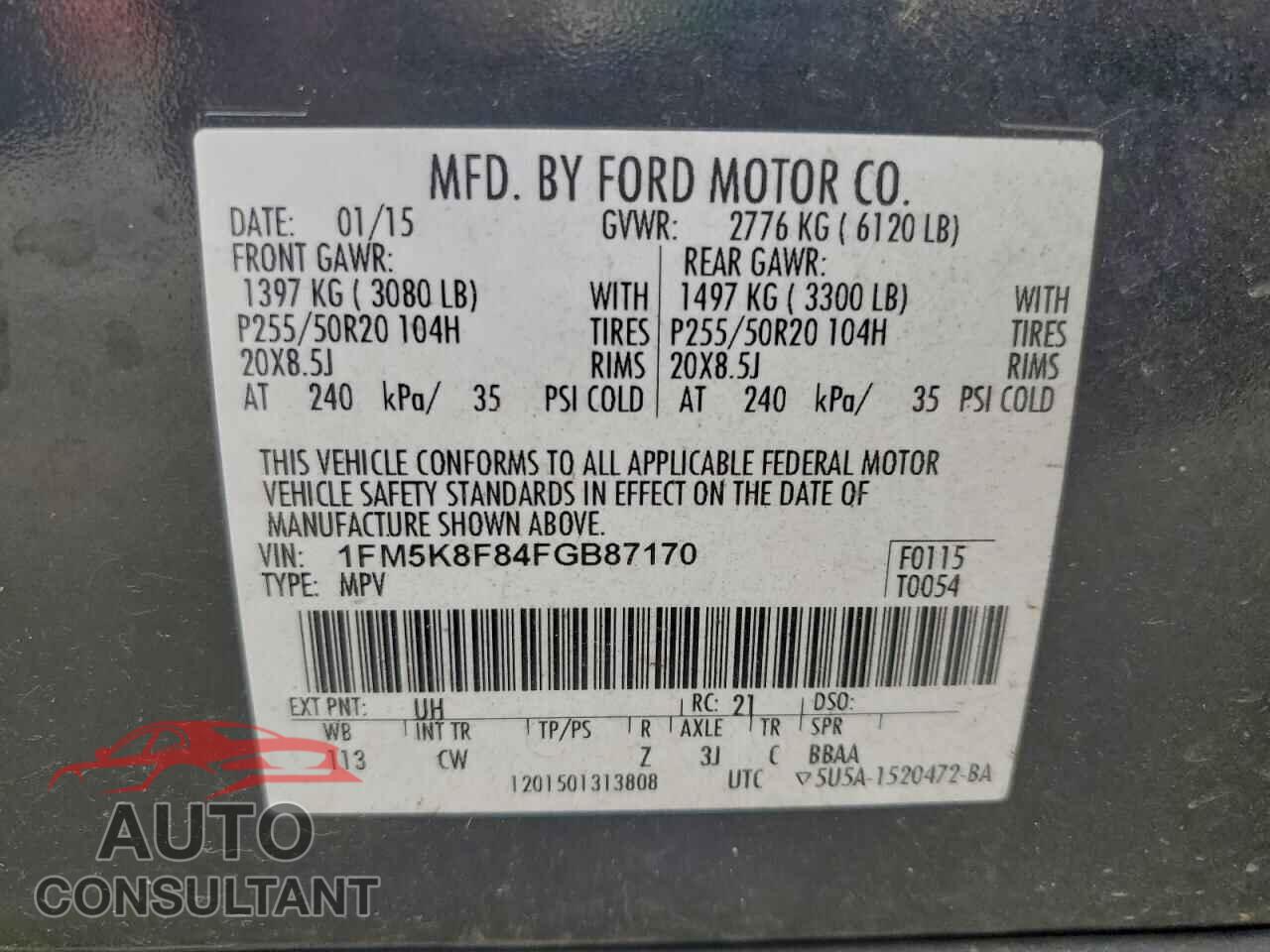 FORD EXPLORER 2015 - 1FM5K8F84FGB87170