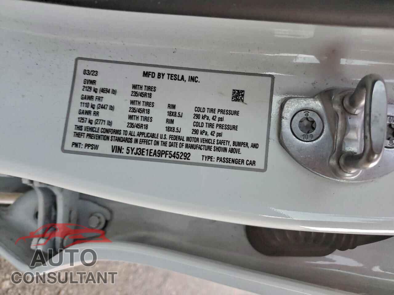 TESLA MODEL 3 2023 - 5YJ3E1EA9PF545292