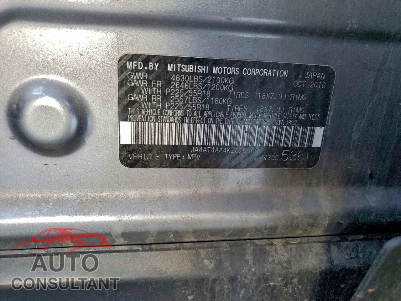 MITSUBISHI ECLIPSE 2019 - JA4AT4AA4KZ020500