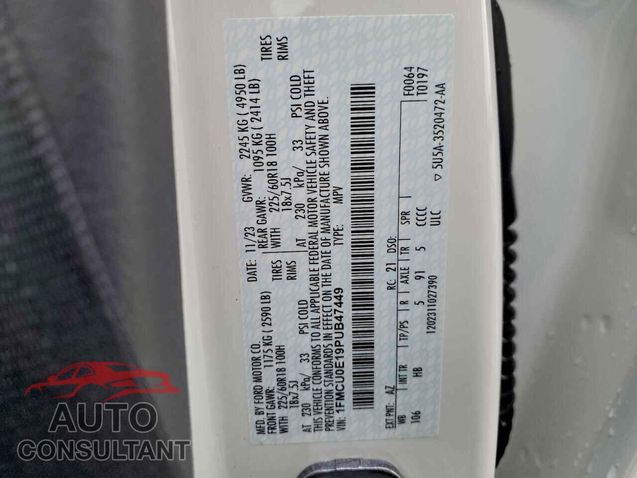 FORD ESCAPE 2023 - 1FMCU0E19PUB47449