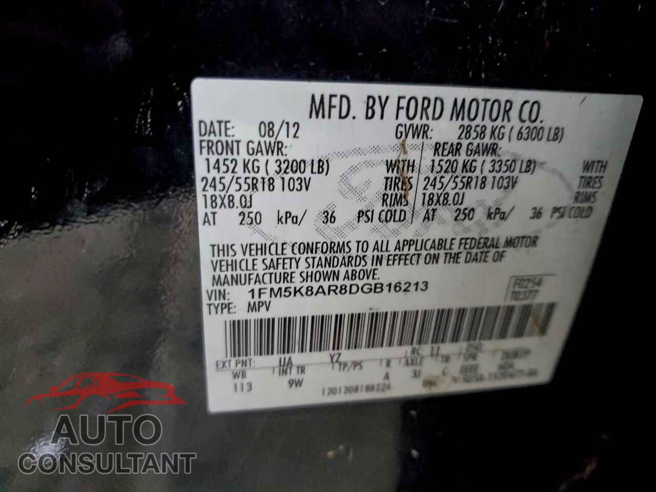 FORD EXPLORER 2013 - 1FM5K8AR8DGB16213