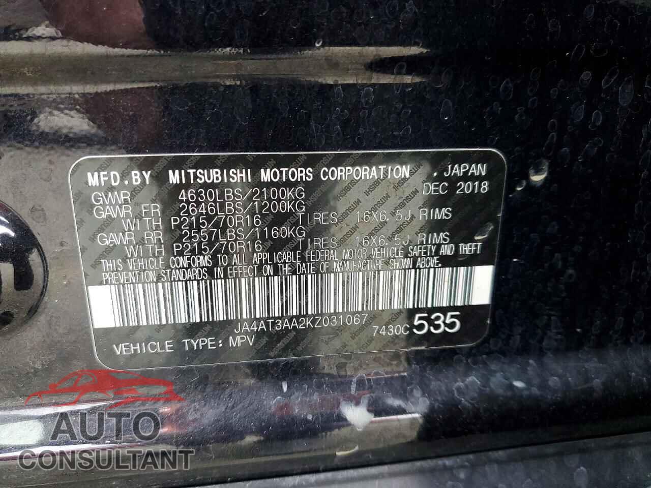MITSUBISHI ECLIPSE 2019 - JA4AT3AA2KZ031067