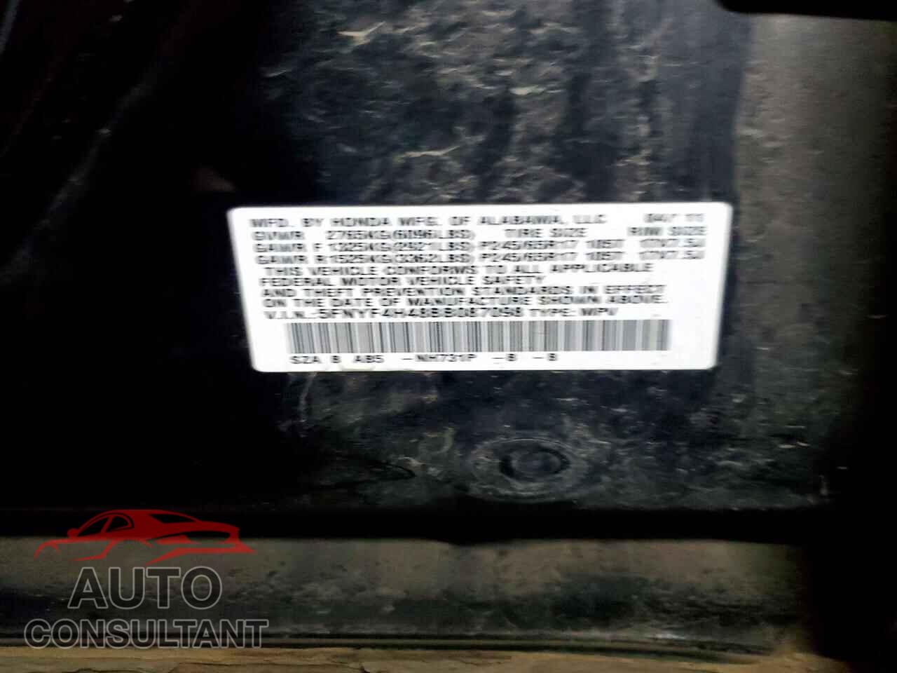 HONDA PILOT 2011 - 5FNYF4H48BB087098