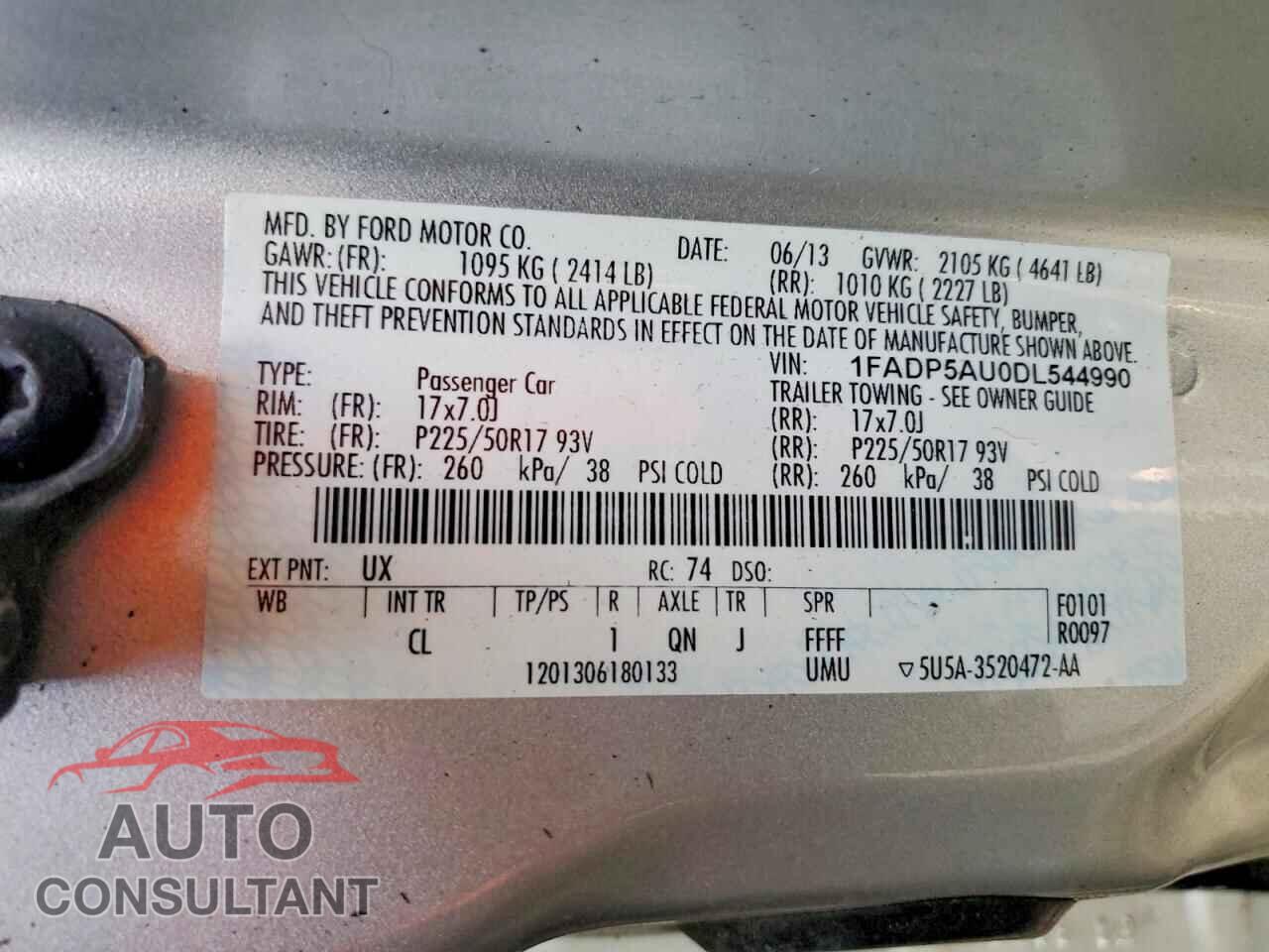 FORD CMAX 2013 - 1FADP5AU0DL544990