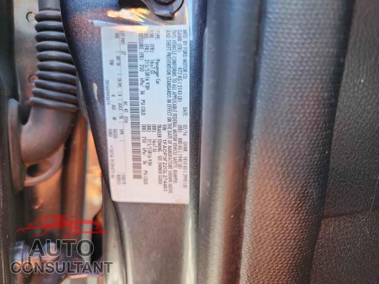 FORD FOCUS 2016 - 1FADP3F22GL274483