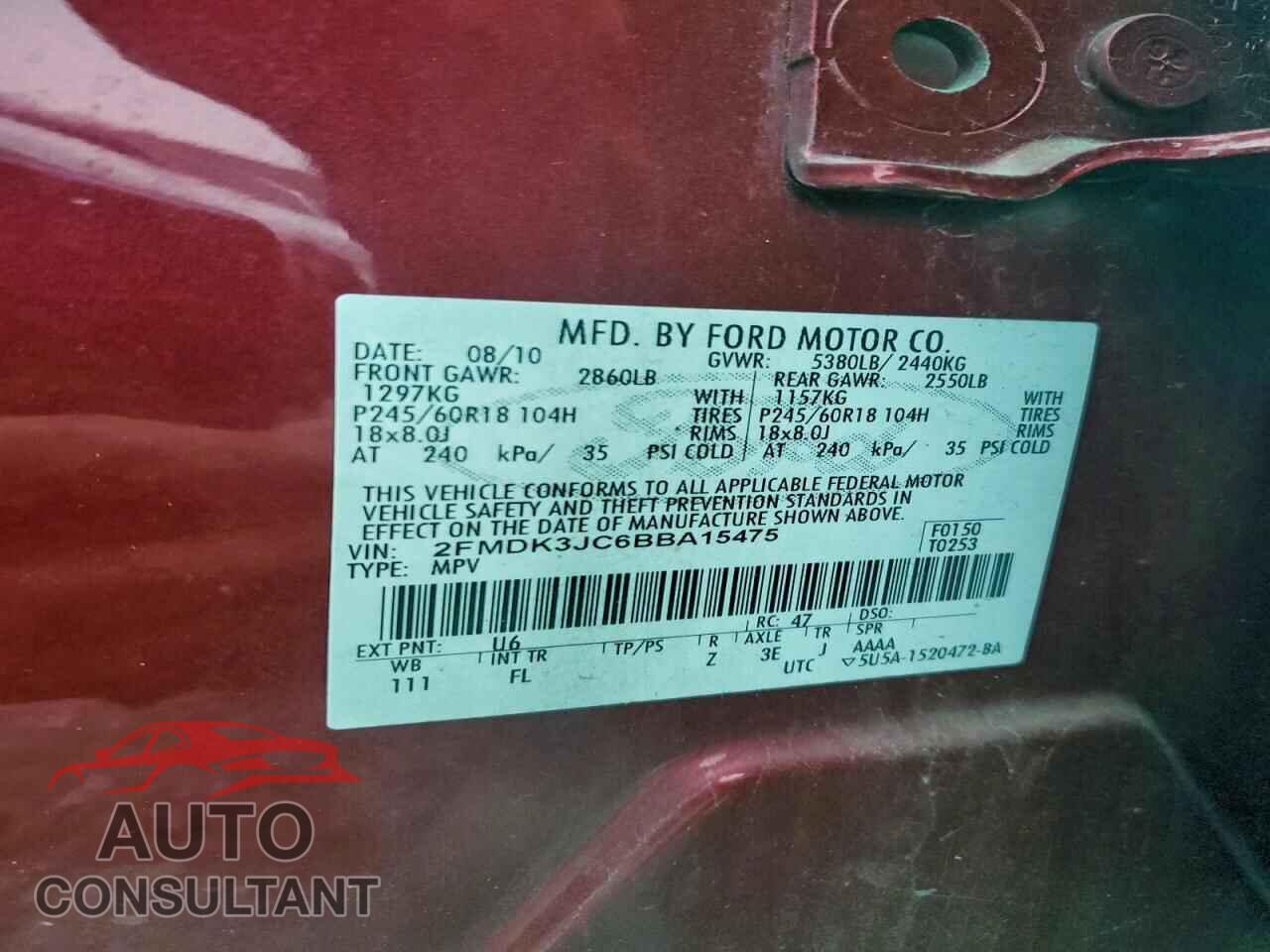 FORD EDGE 2011 - 2FMDK3JC6BBA15475