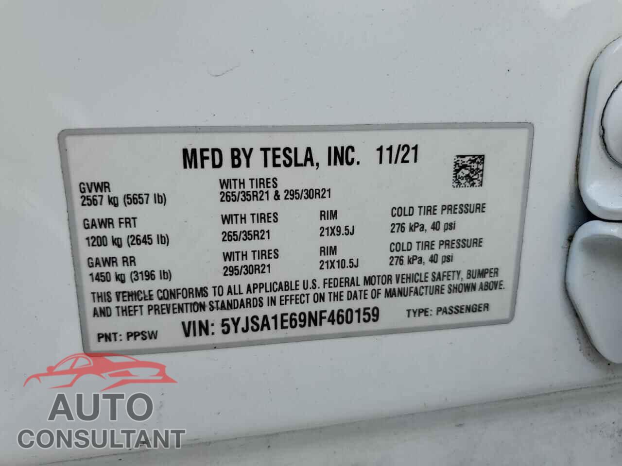 TESLA MODEL S 2022 - 5YJSA1E69NF460159
