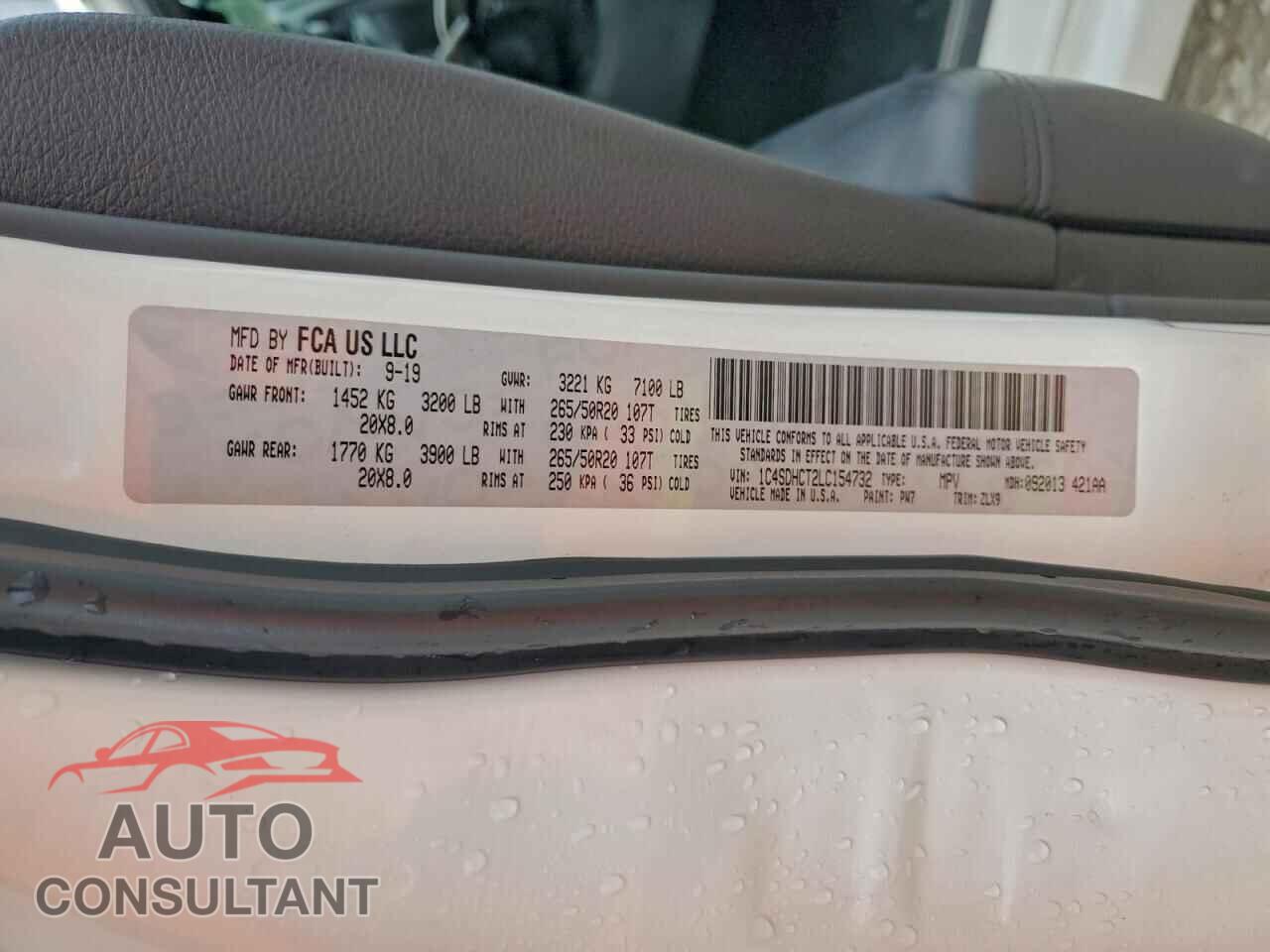 DODGE DURANGO 2020 - 1C4SDHCT2LC154732