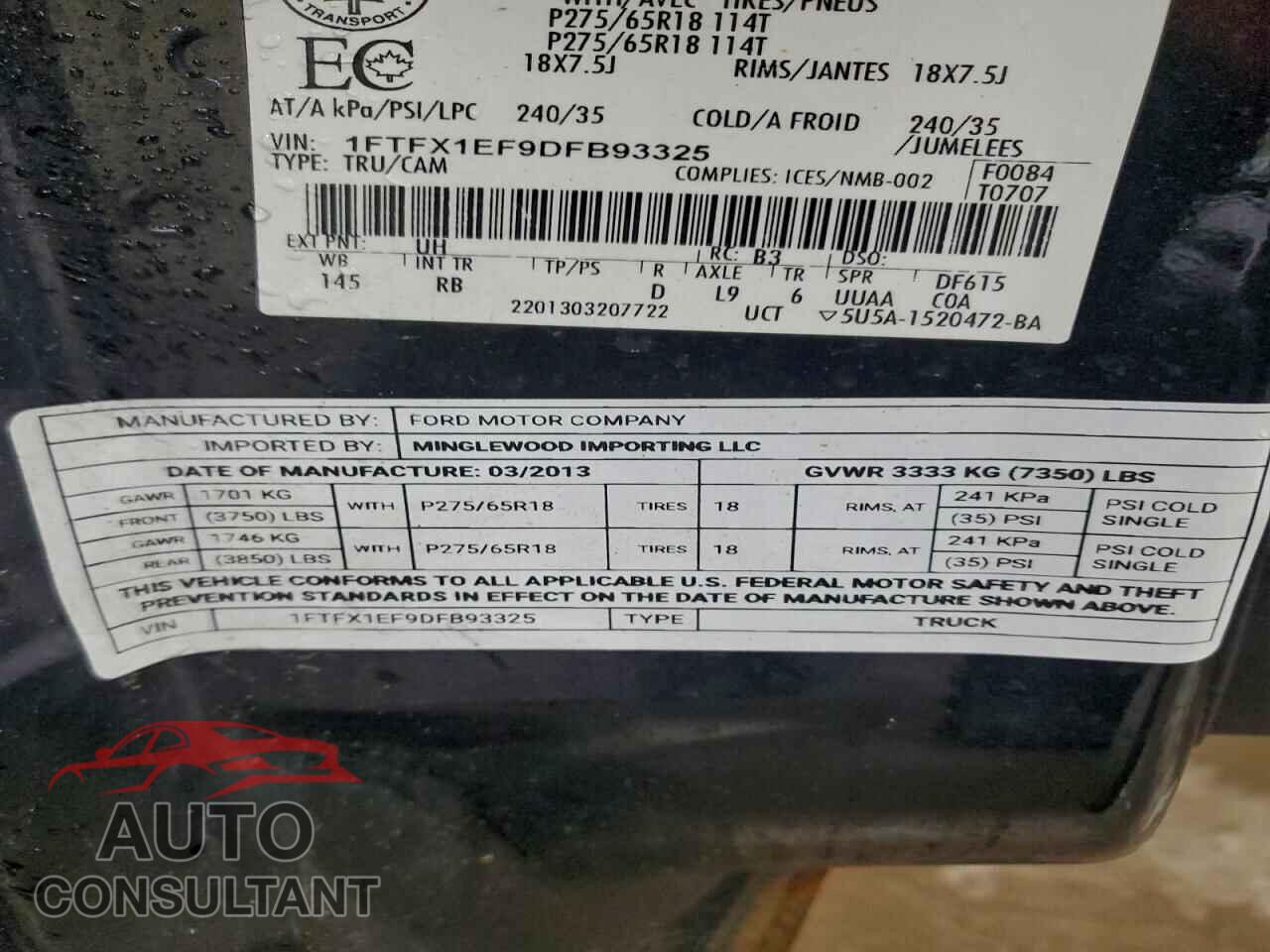 FORD F-150 2013 - 1FTFX1EF9DFB93325