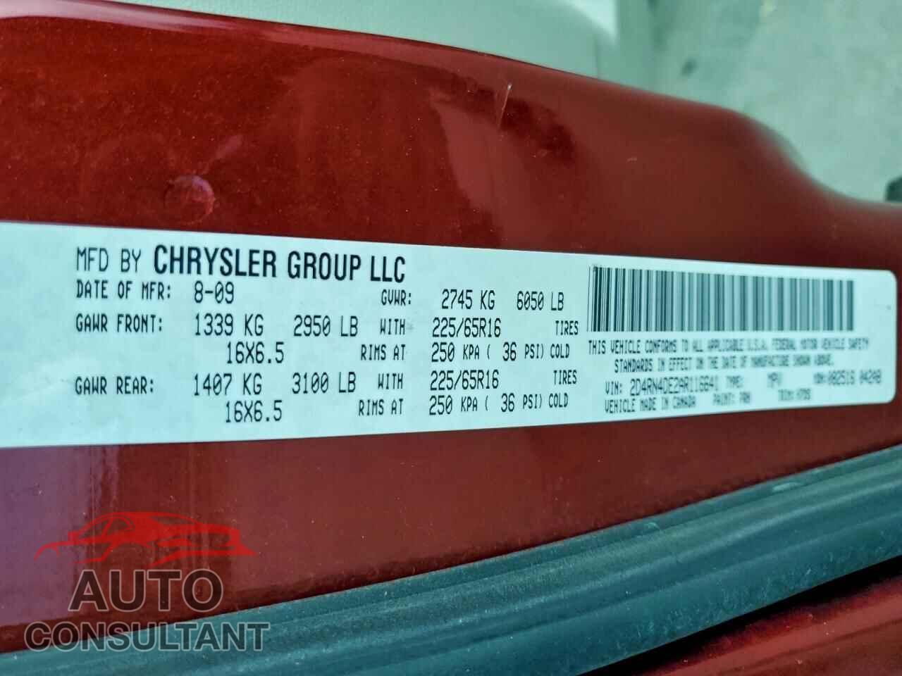 DODGE CARAVAN 2010 - 2D4RN4DE2AR116641