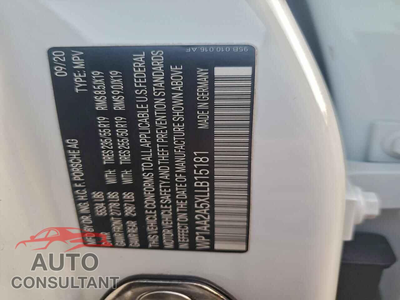 PORSCHE MACAN 2020 - WP1AA2A5XLLB15181