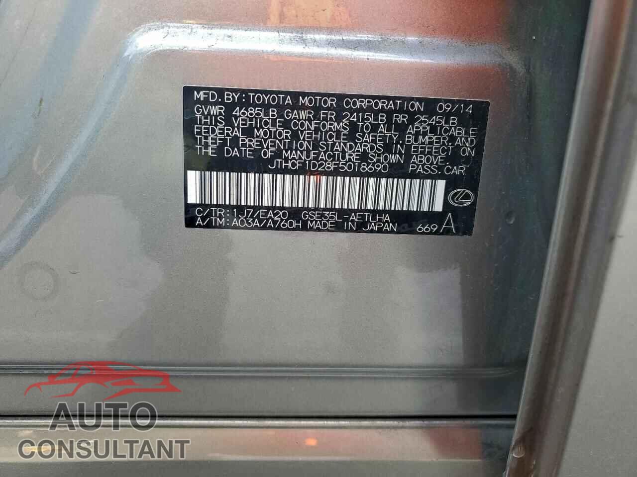 LEXUS IS 2015 - JTHCF1D28F5018690