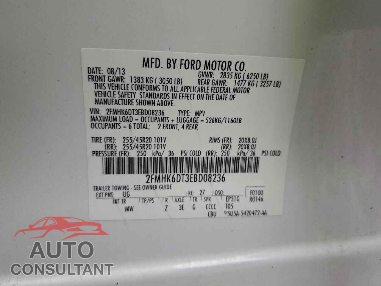FORD FLEX 2014 - 2FMHK6DT3EBD08236