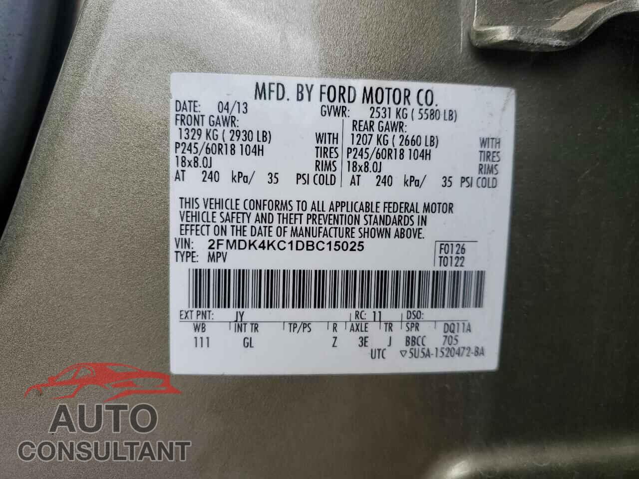 FORD EDGE 2013 - 2FMDK4KC1DBC15025