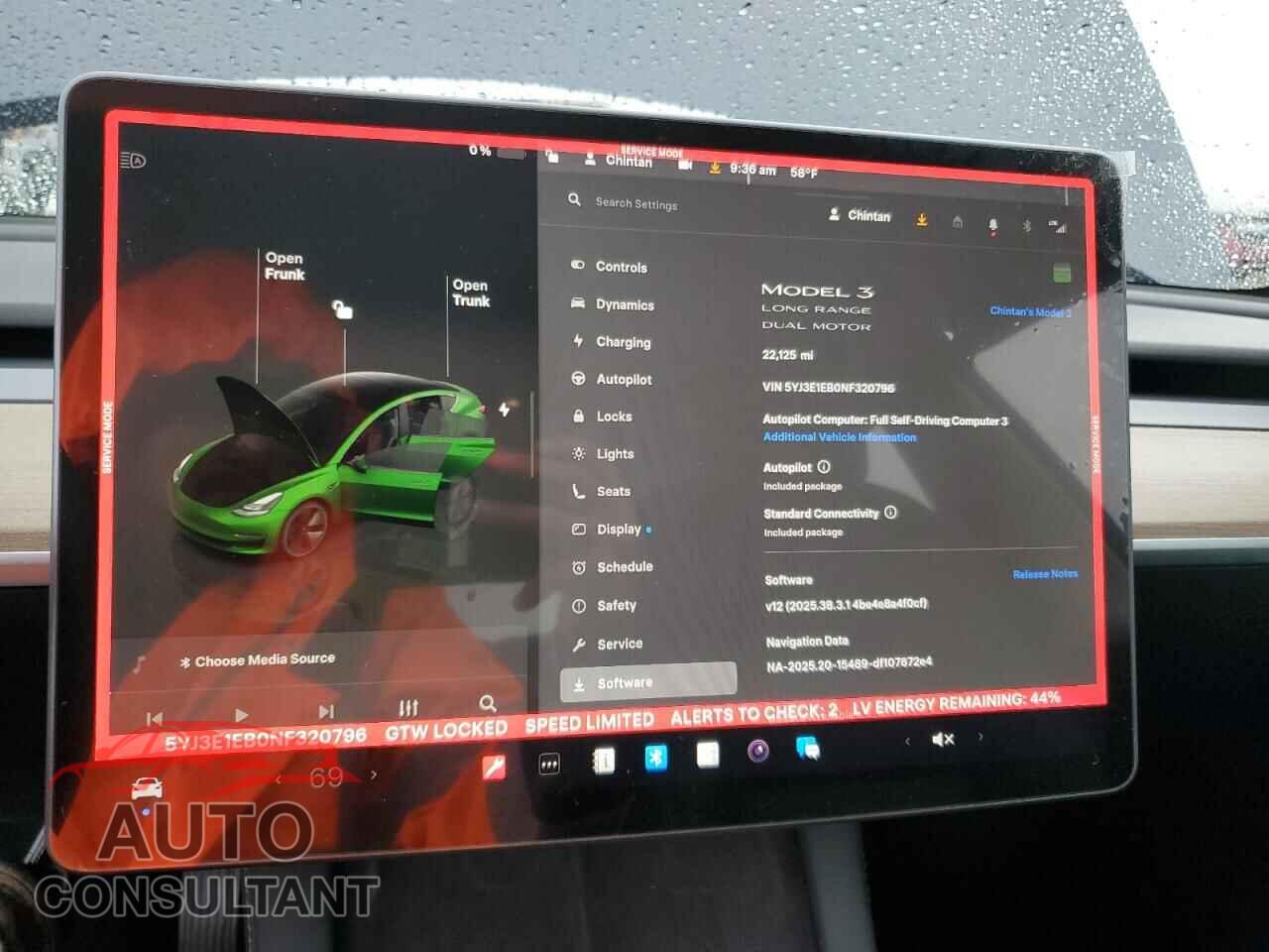 TESLA MODEL 3 2022 - 5YJ3E1EB0NF320796